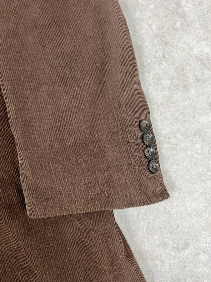 AW2004 Dolce & Gabbana Brown Corduroy Fur Collar Trench Jacket - Image 8