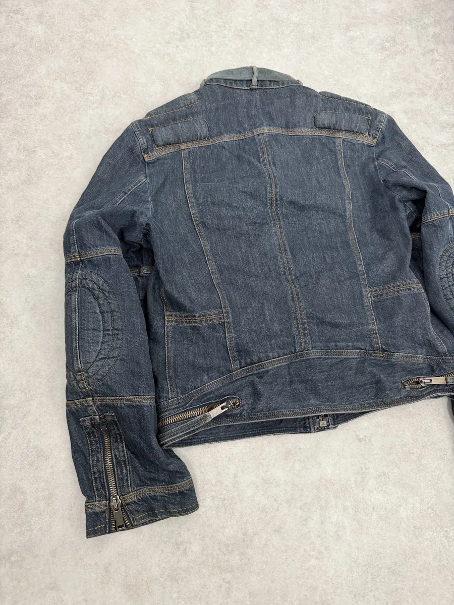 AW2004 Dolce & Gabbana Cafe Racer Biker Denim Jacket - Image 7