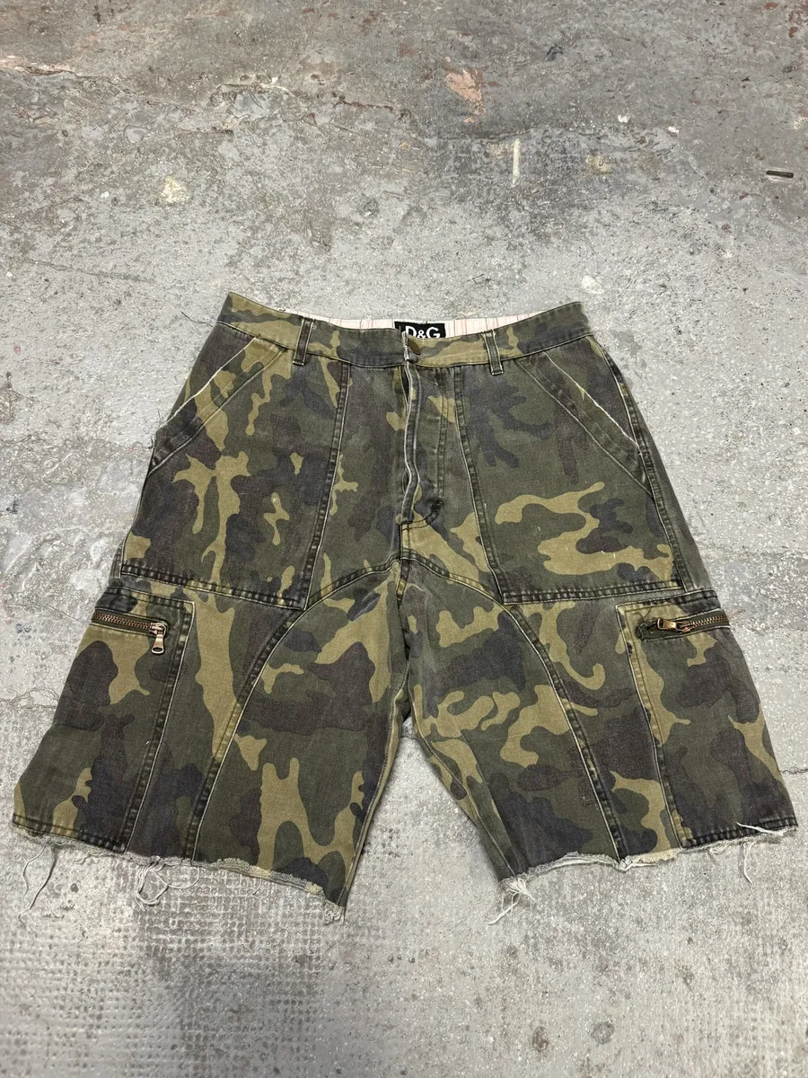 AW2004 Dolce & Gabbana Cargo Artisnal Camo Shorts