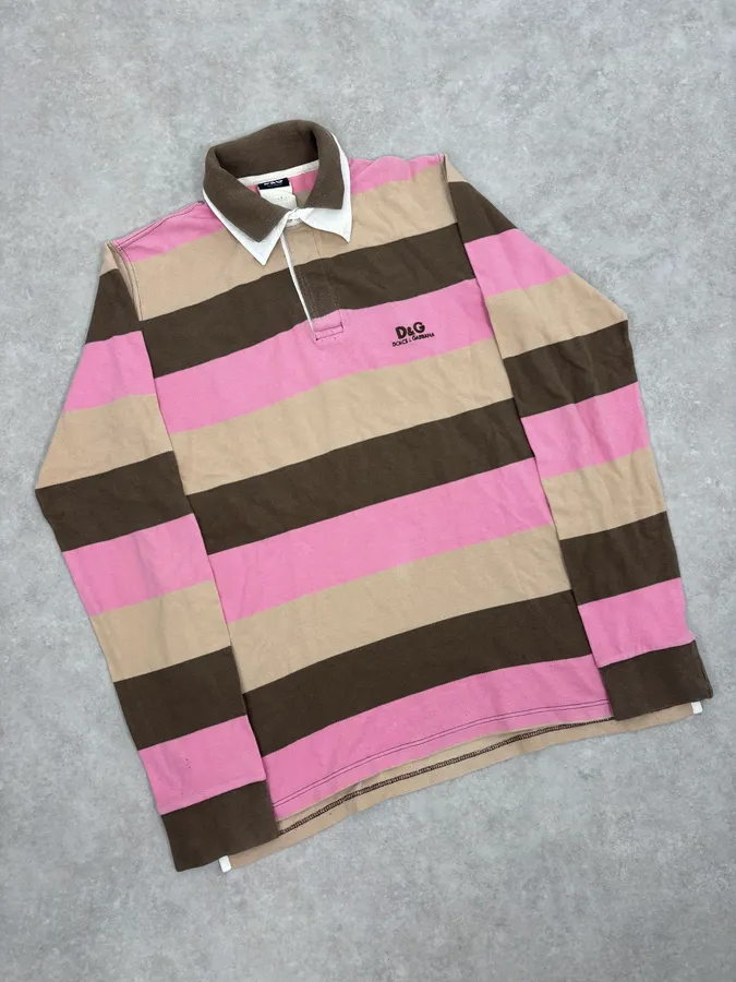 AW2004 Dolce & Gabbana Classy Double Collar Striped Polo - Image 4