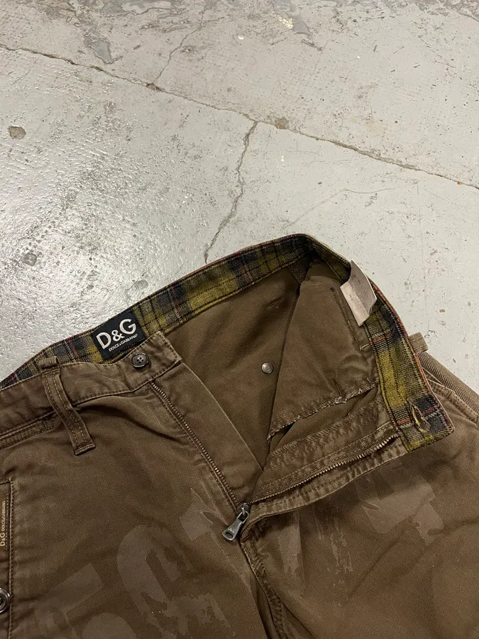 AW2004 Dolce & Gabbana Double Pocket Military Brown Pants - Image 9