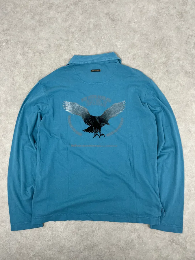 AW2004 Dolce & Gabbana Eagle Blue Polo Longsleeves - Image 7