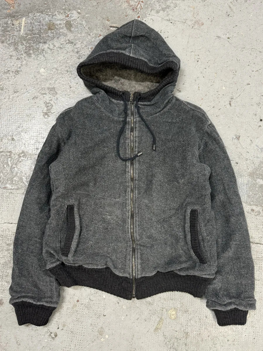 AW2004 Dolce & Gabbana Grey Zip-up Wool Hoodie - Image 4
