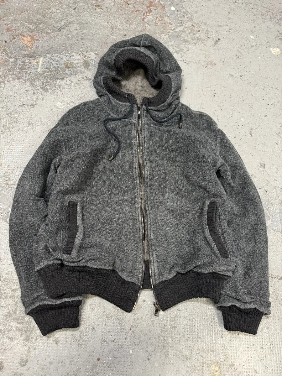 AW2004 Dolce & Gabbana Grey Zip-up Wool Hoodie - Image 7
