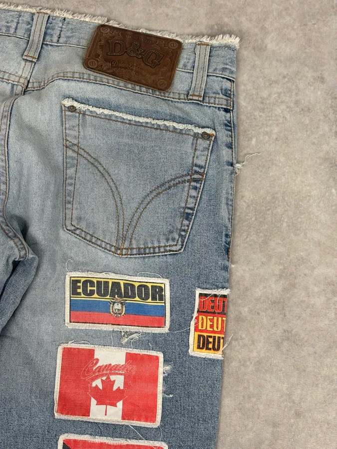 AW2004 Dolce & Gabbana Light Blue Denim International Flag Patch Jeans - Image 8