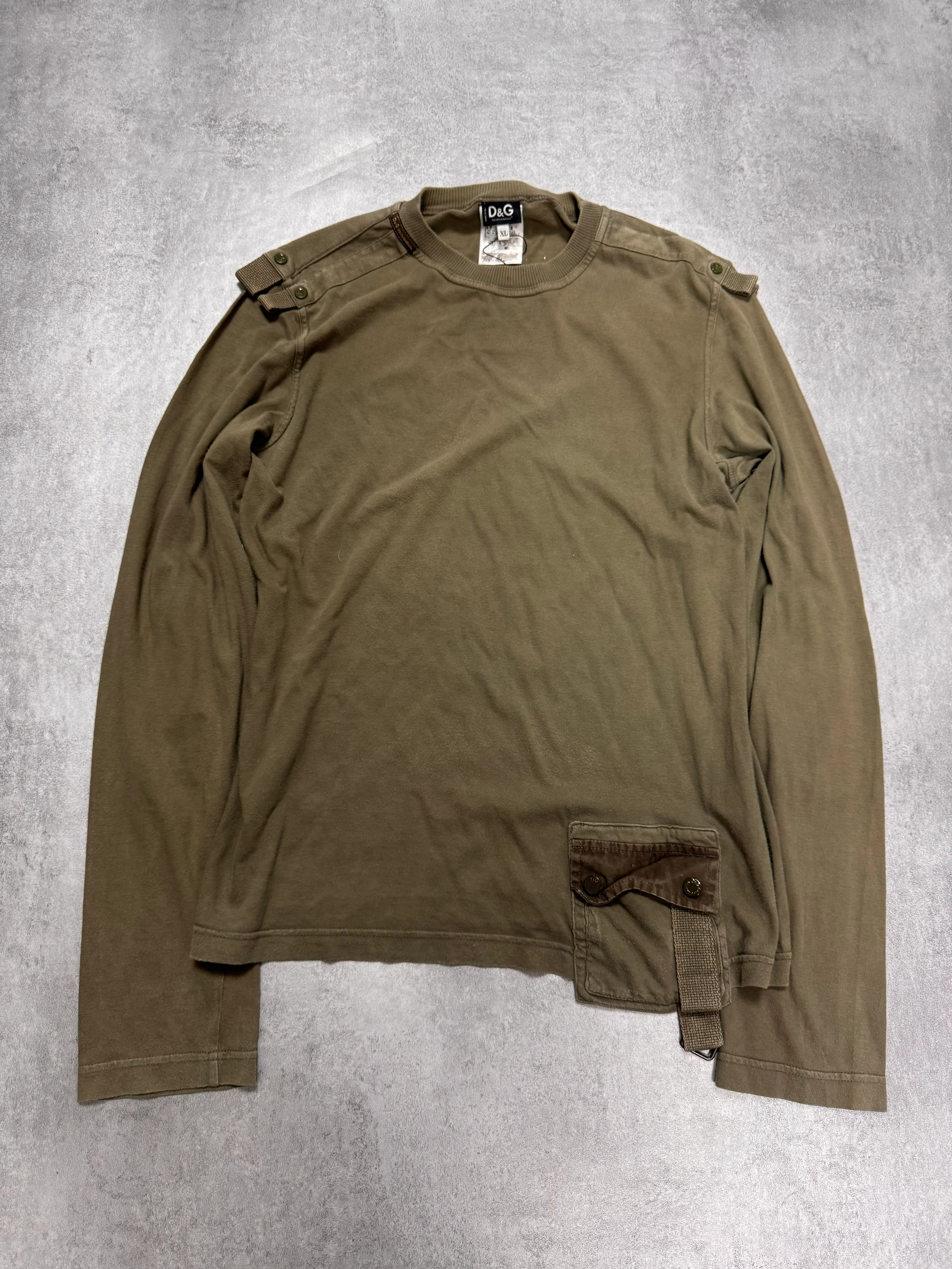 AW2004 Dolce & Gabbana Multi Pocket Kaki Longsleeve - Image 5