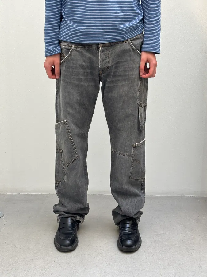 AW2004 Dolce & Gabbana Multi Pockets Asymmetrical Cargo Jeans - Image 2