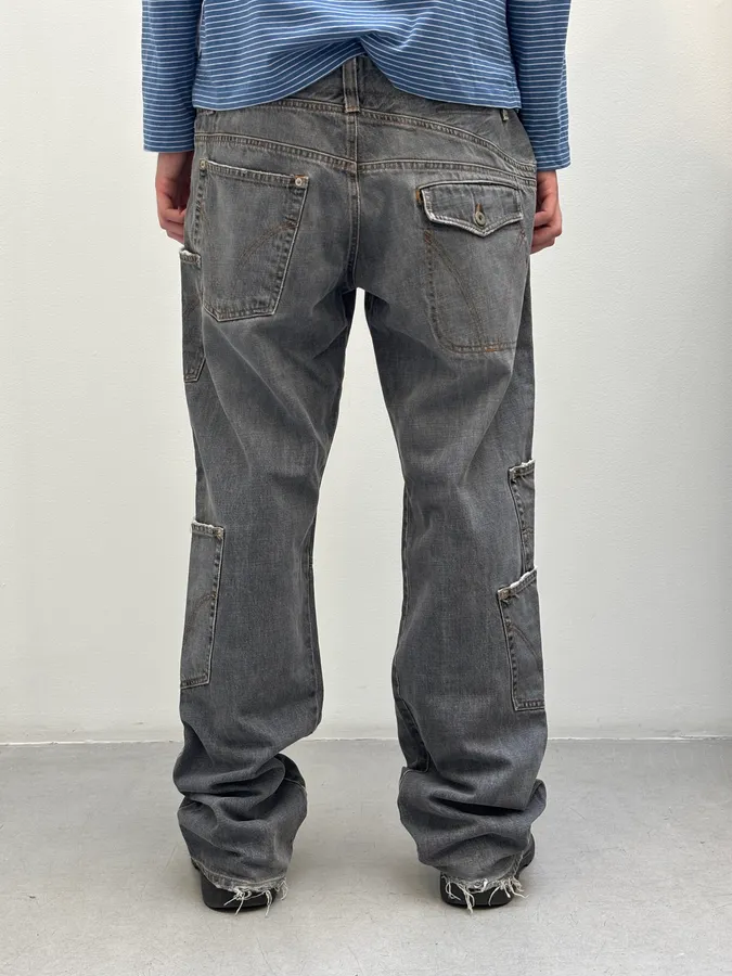 AW2004 Dolce & Gabbana Multi Pockets Asymmetrical Cargo Jeans - Image 4