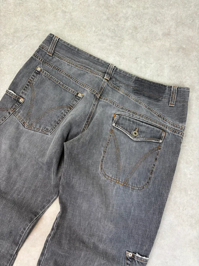 AW2004 Dolce & Gabbana Multi Pockets Asymmetrical Cargo Jeans - Image 7