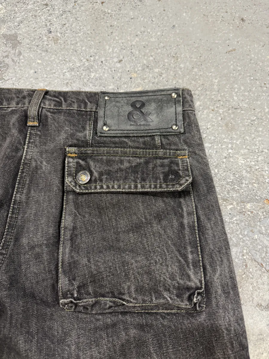 AW2004 Dolce & Gabbana Multi Pockets Grey Denim Jeans - Image 4