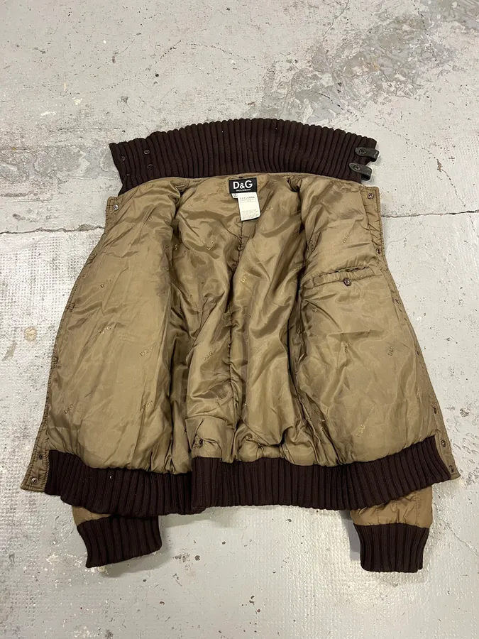 AW2004 Dolce & Gabbana Nylon Brown Bomber Jacket - Image 8