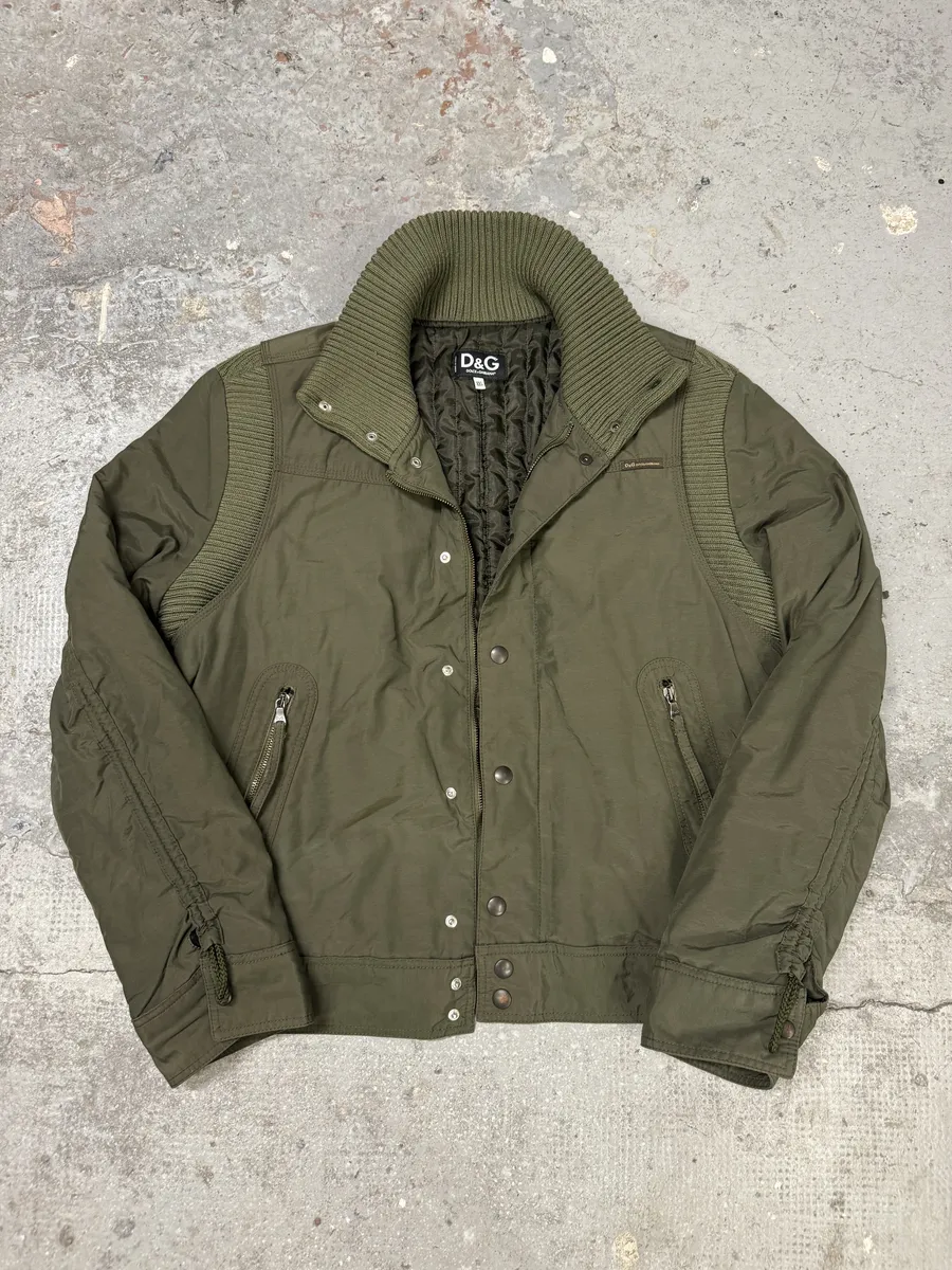AW2004 Dolce & Gabbana Olive Aviator Bomber Jacket - Image 8