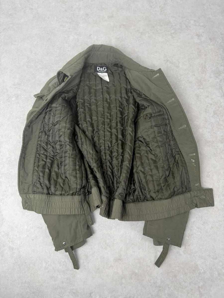 AW2004 Dolce & Gabbana Olive Green Aviator Khaki Green Goggles Bomber Jacket - Image 7