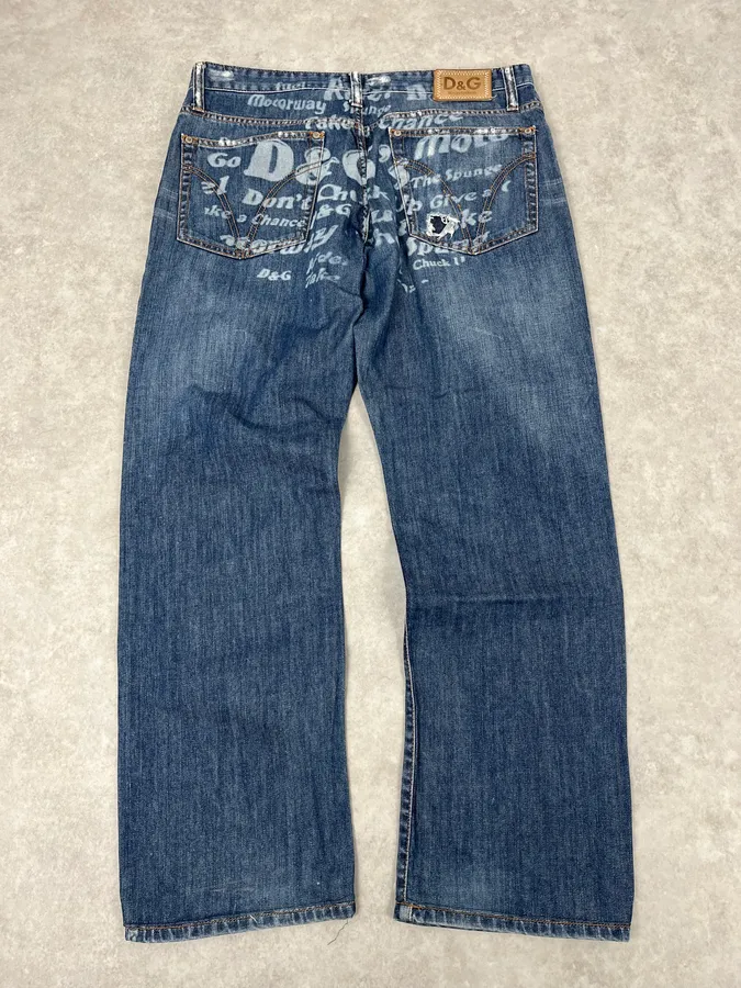 AW2004 Dolce & Gabbana Poem Blue Denim Jeans - Image 7