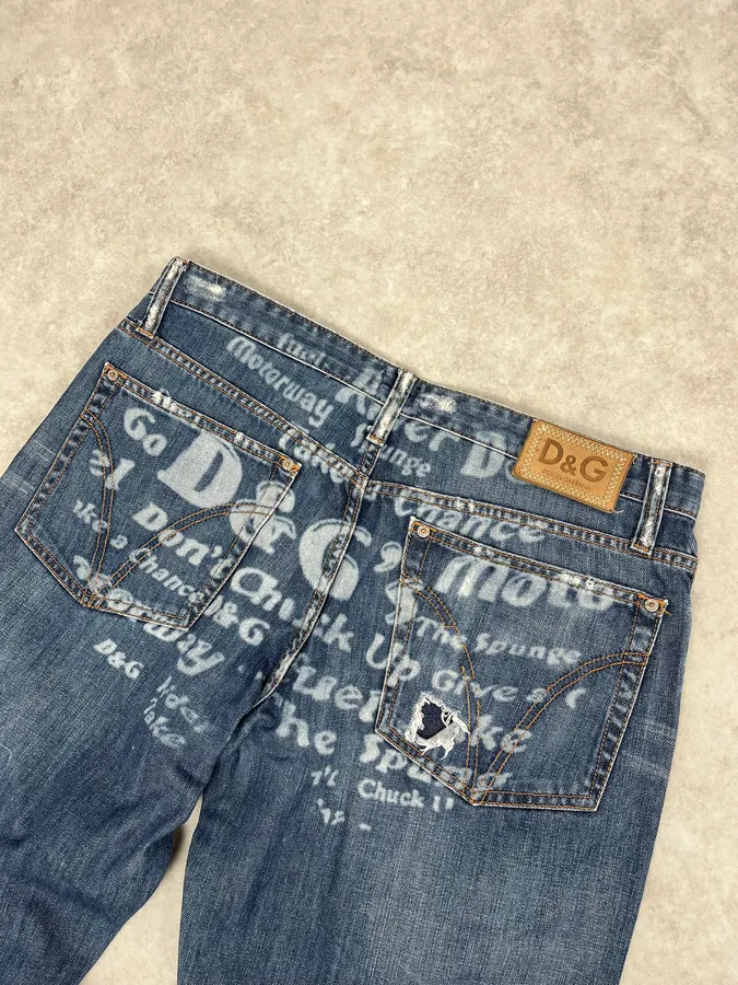 AW2004 Dolce & Gabbana Poem Blue Denim Jeans - Image 8