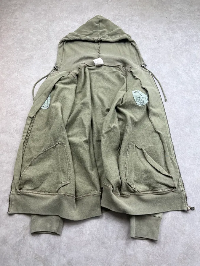 AW2004 Dolce & Gabbana Poem Green Khaki Zip-Up Hoodie - Image 8