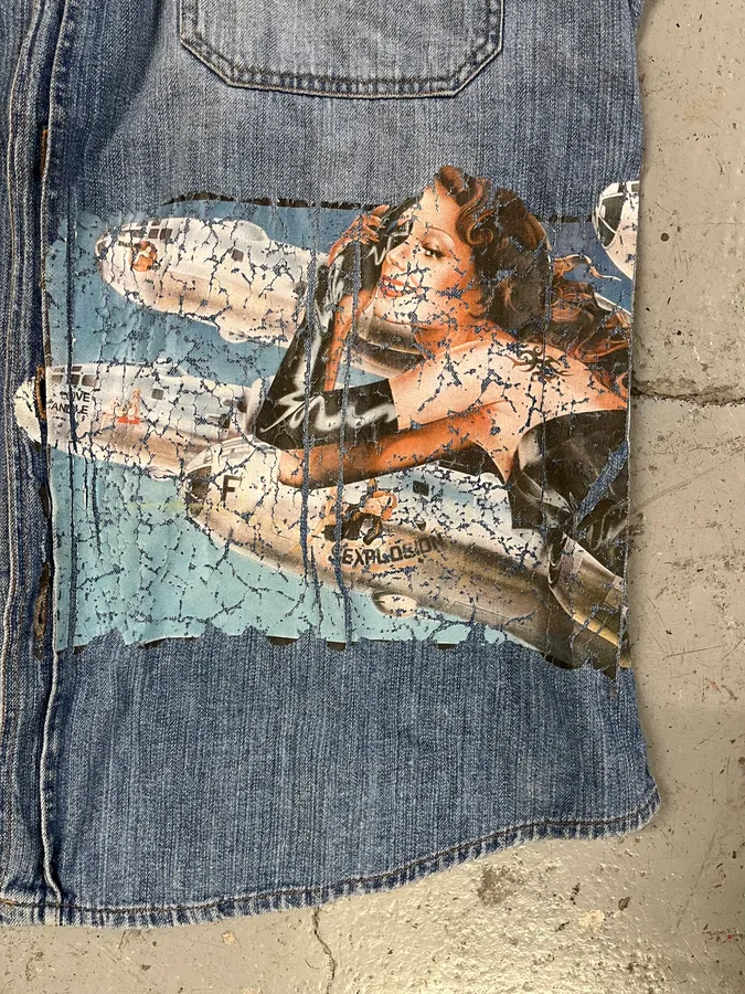 AW2004 Dolce & Gabbana Printed Sleeveless Denim Shirt - Image 8