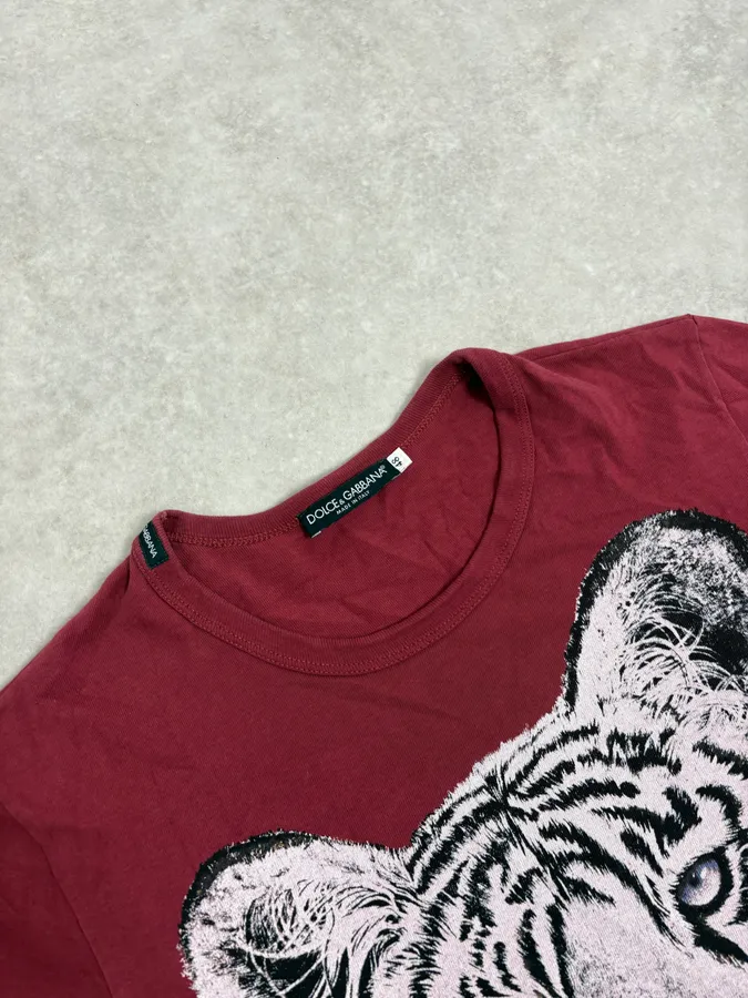 AW2004 Dolce & Gabbana Red White Tiger T-Shirt - Image 6