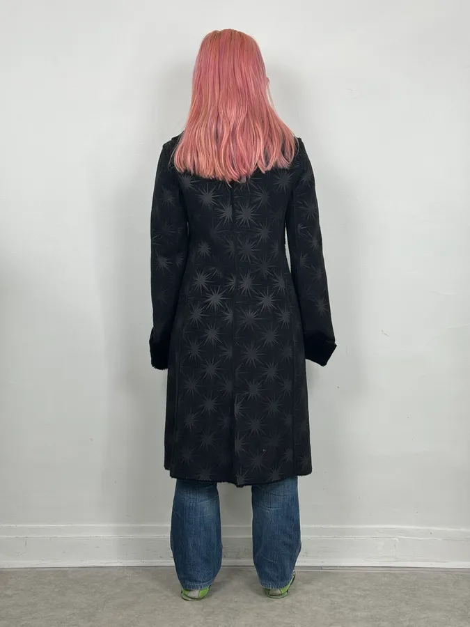 AW2004 Emporio Armani Black Stars Contemporary Reversible Long Coat - Image 4