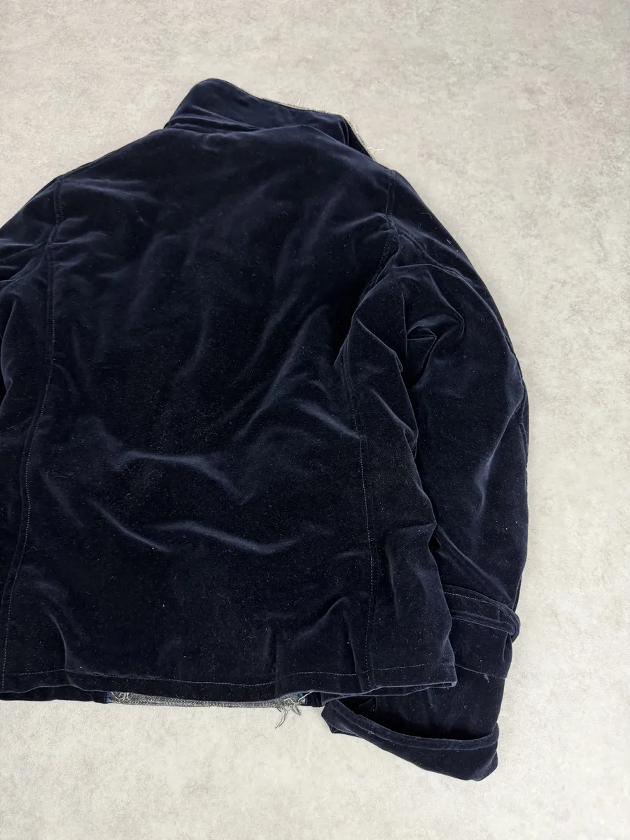 AW2004 Gianfranco Ferré Navy Velvet Officer Jacket - Image 6
