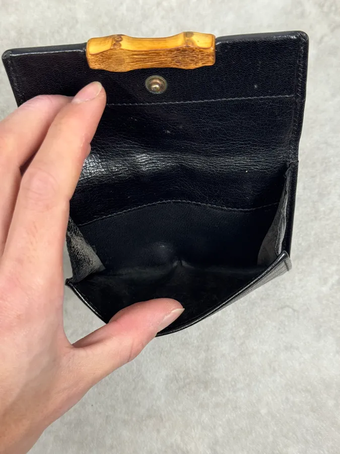 AW2004 Gucci Bamboo Black Leather Wallet - Image 2