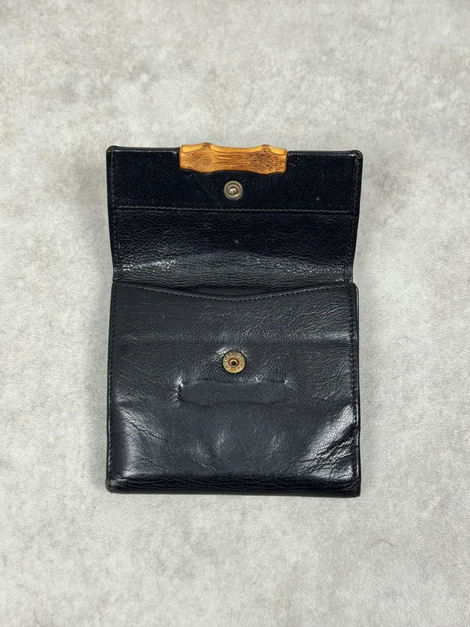 AW2004 Gucci Bamboo Black Leather Wallet - Image 3