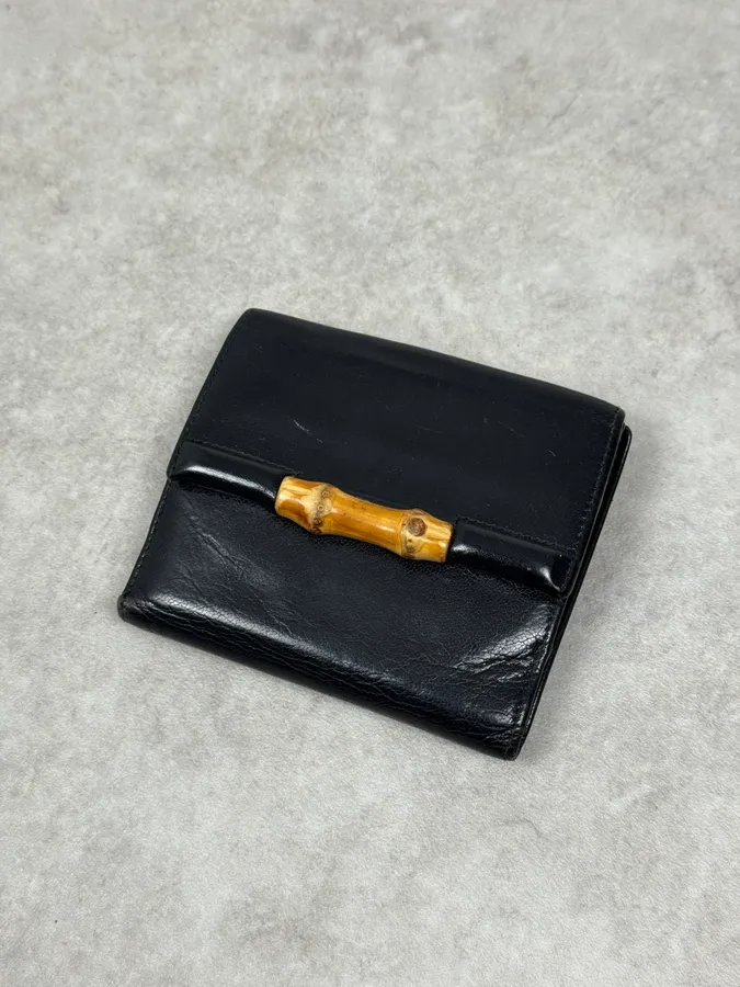 AW2004 Gucci Bamboo Black Leather Wallet - Image 4
