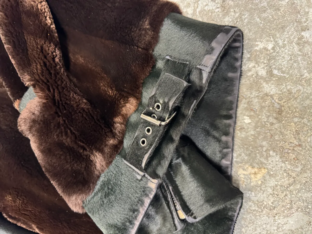 AW2004 Gucci Black Pony Hair Brown Fur Leather Jacket - Image 16