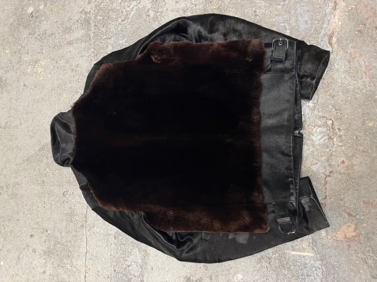 AW2004 Gucci Black Pony Hair Brown Fur Leather Jacket - Image 9