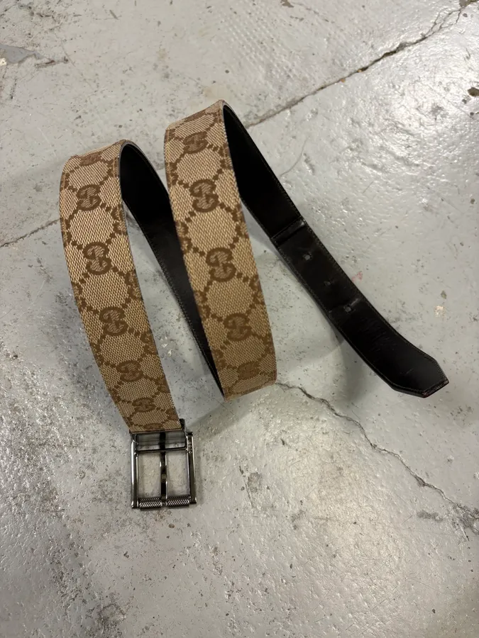 AW2004 Gucci by Tom Ford Beige Monogram Leather Belt - Image 3