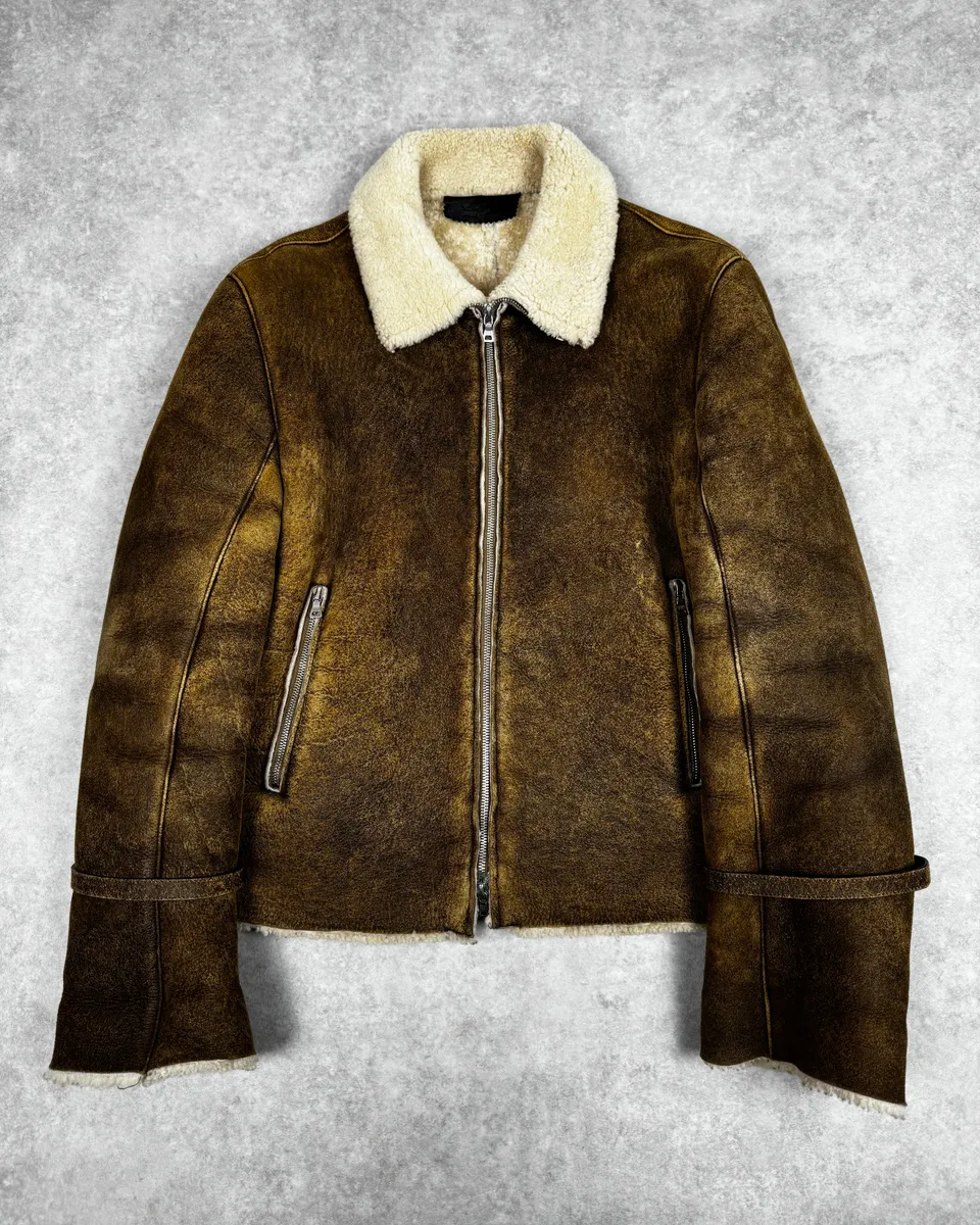AW2004 Prada Brown Premium Shearling Leather Jacket