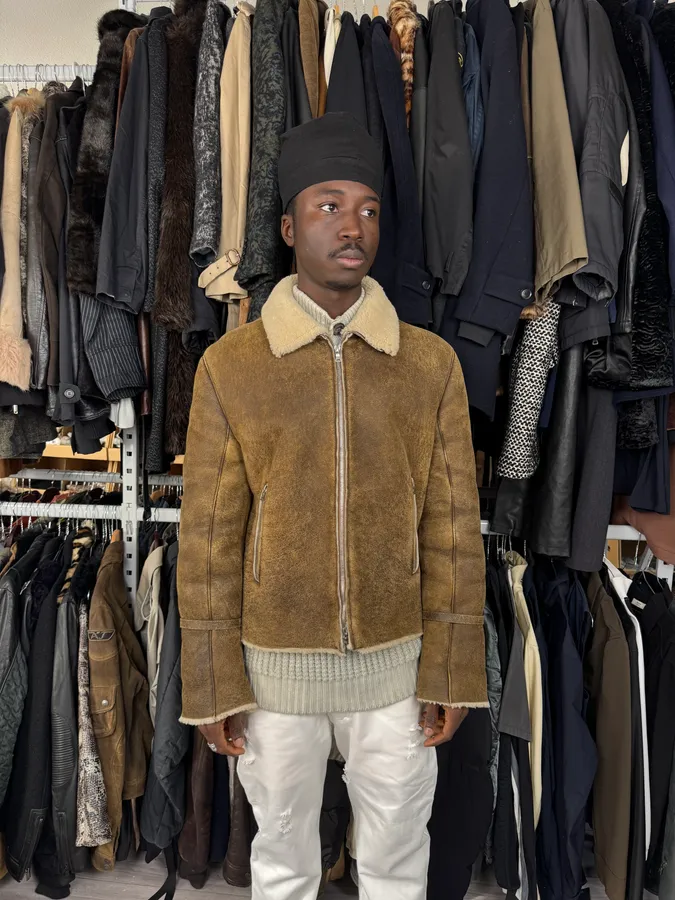 AW2004 Prada Brown Premium Shearling Leather Jacket - Image 2
