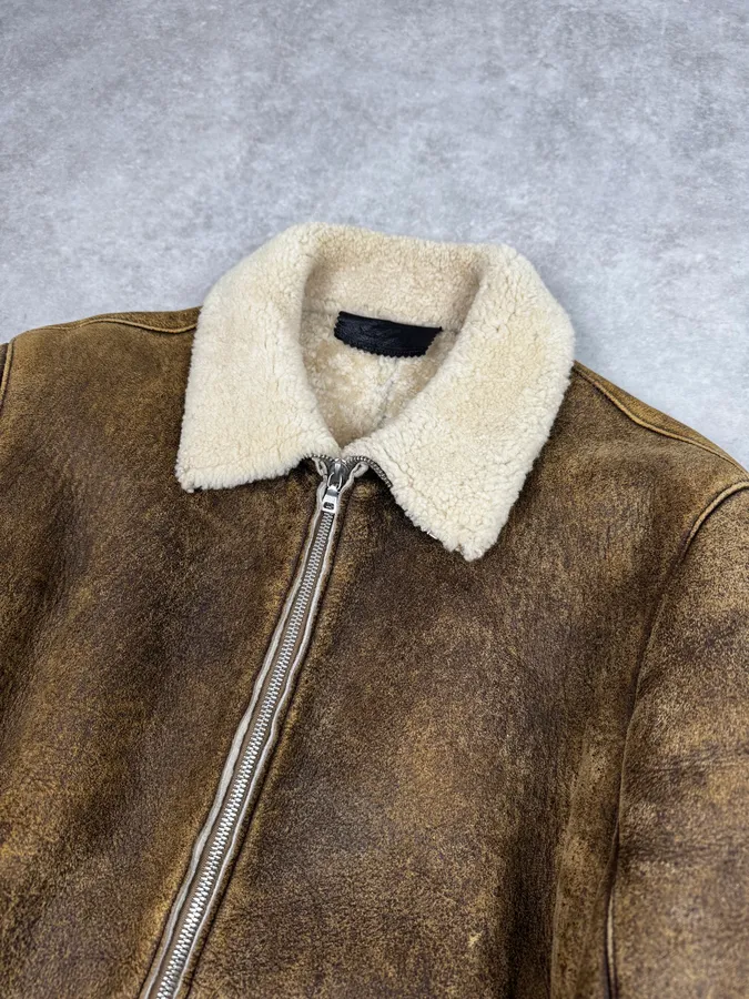 AW2004 Prada Brown Premium Shearling Leather Jacket - Image 5