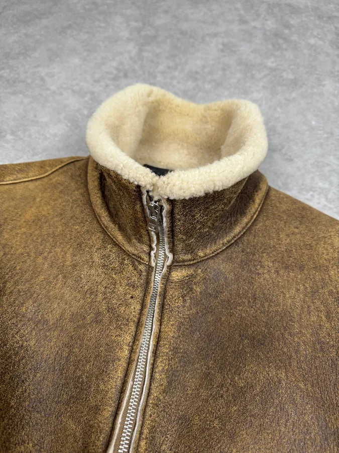 AW2004 Prada Brown Premium Shearling Leather Jacket - Image 6
