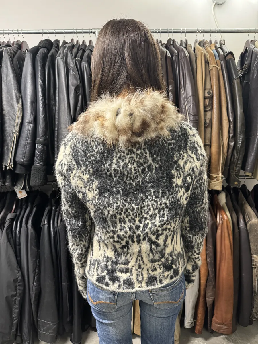 AW2004 Roberto Cavalli Fox Fur Leopard Mohair Cardigan - Image 4