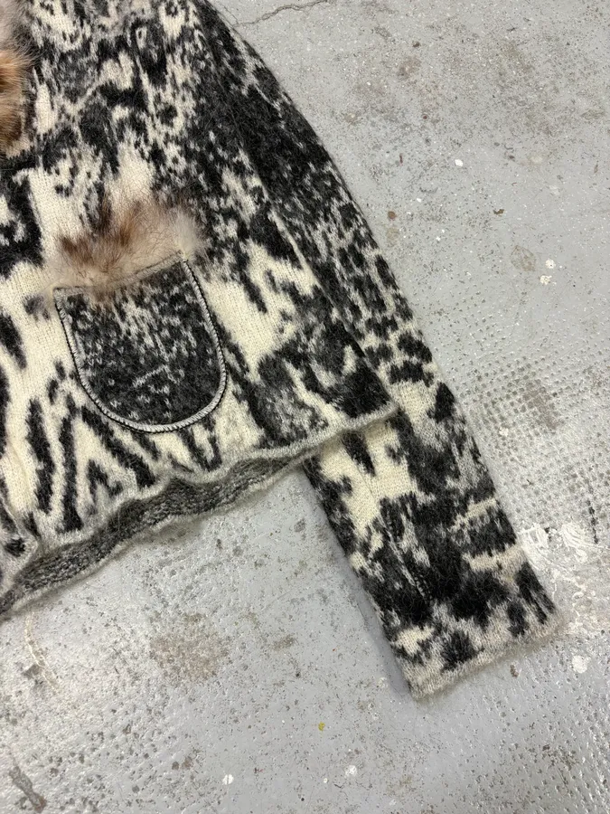 AW2004 Roberto Cavalli Fox Fur Leopard Mohair Cardigan - Image 5