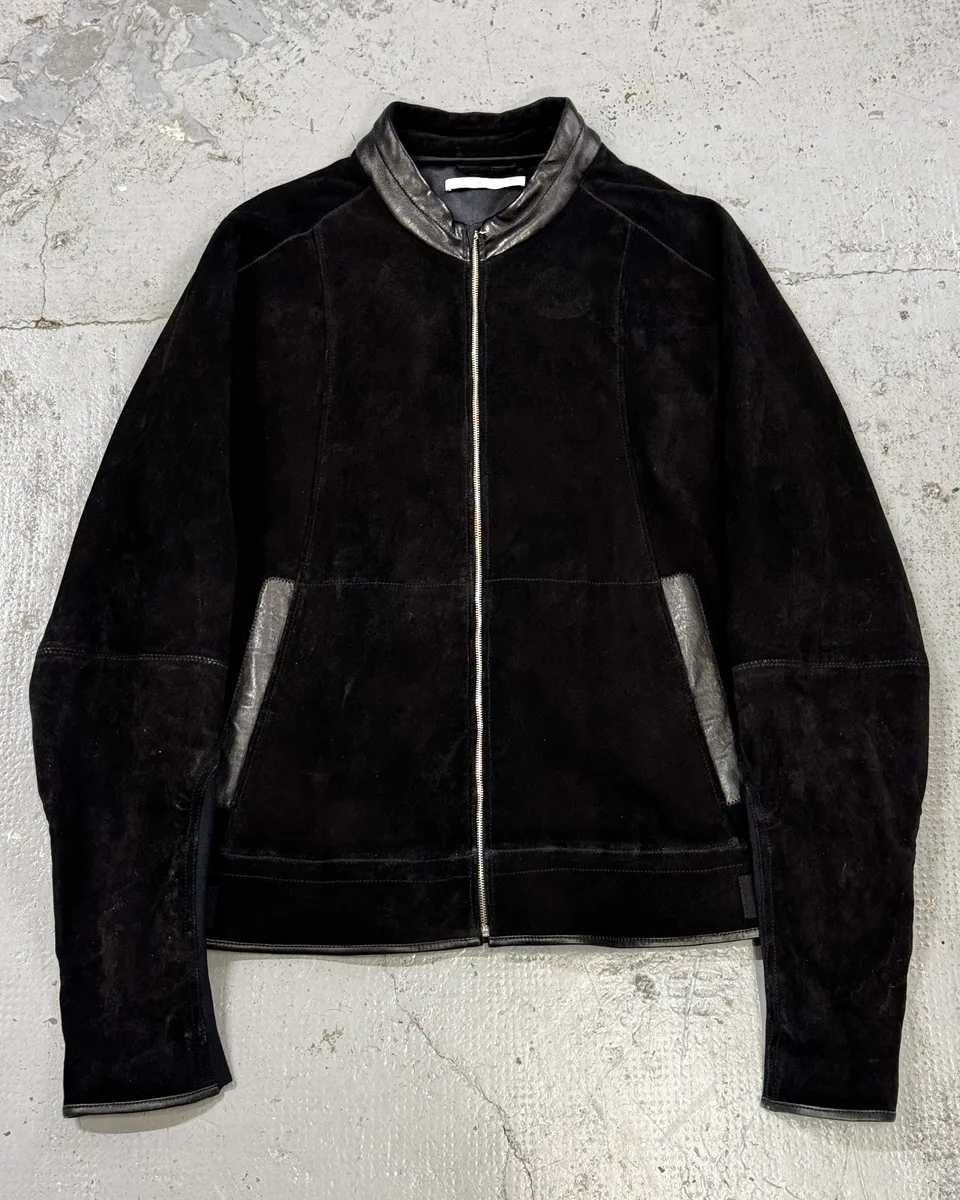 AW2004 Yves Saint Laurent Black Suede Leather Jacket by Stefano Pilati