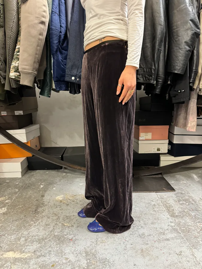 AW2005 Armani Collezioni Black Velvet Relaxed Pants - Image 3