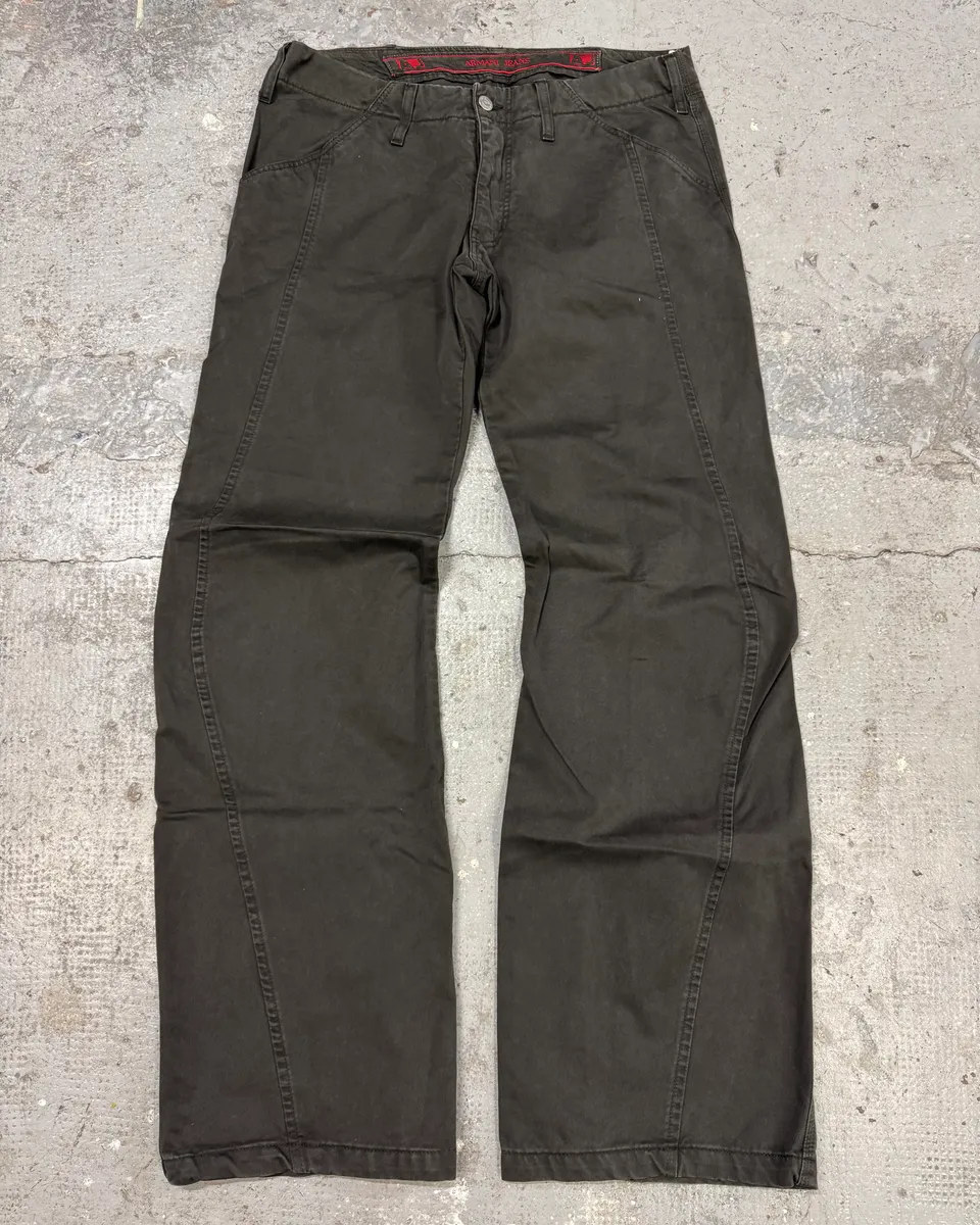 AW2005 Armani Elevated Twisted Olive Grey Pants - Image 2