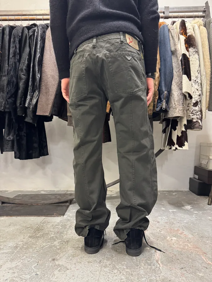 AW2005 Armani Elevated Twisted Olive Grey Pants - Image 3