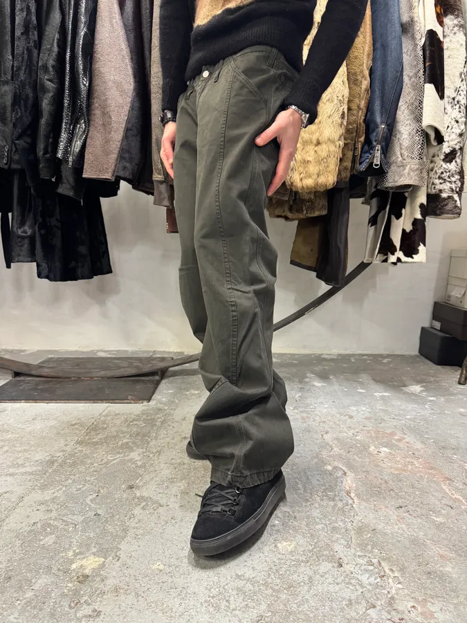 AW2005 Armani Elevated Twisted Olive Grey Pants - Image 4
