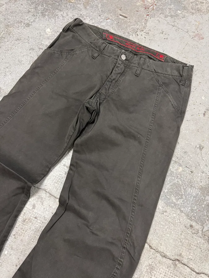 AW2005 Armani Elevated Twisted Olive Grey Pants - Image 5