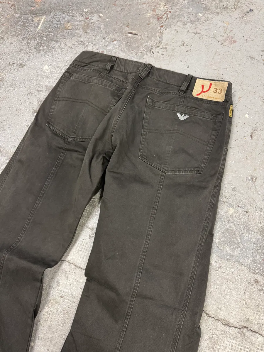 AW2005 Armani Elevated Twisted Olive Grey Pants - Image 7