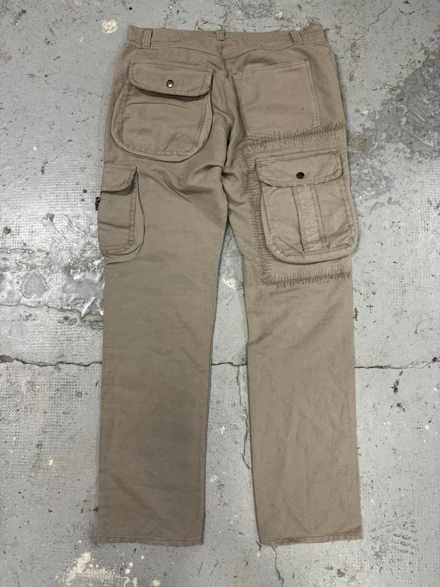 AW2005 Cavalli Beige Cargo Gun Linen Pants - Image 5