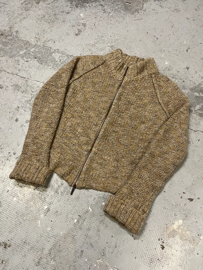 AW2005 Cavalli Beige Wool Zip-up Sweater - Image 4
