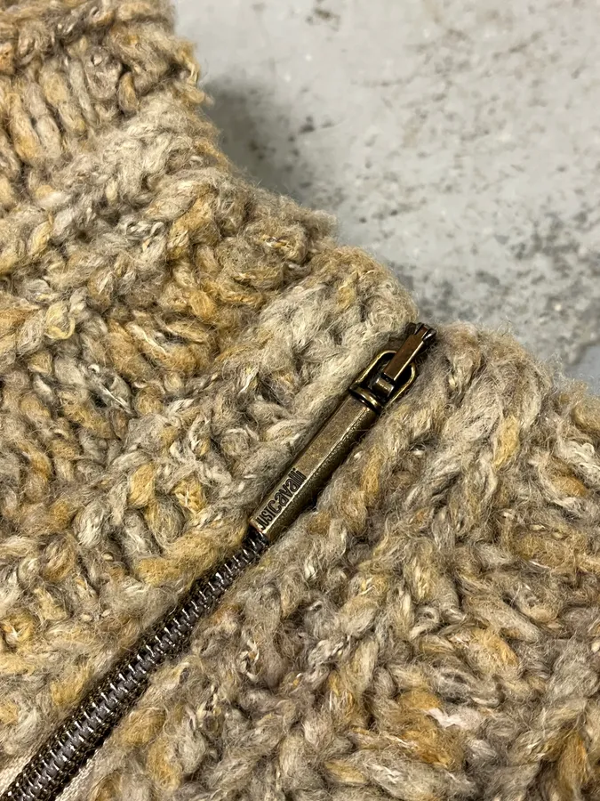 AW2005 Cavalli Beige Wool Zip-up Sweater - Image 6
