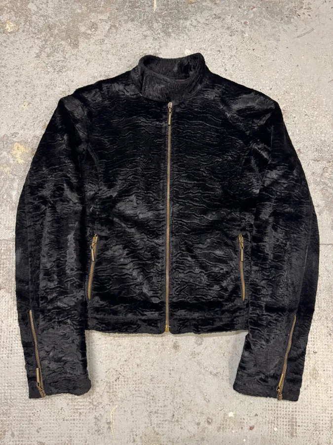 AW2005 Cavalli Black Fur Rebel Biker Jacket - Image 13