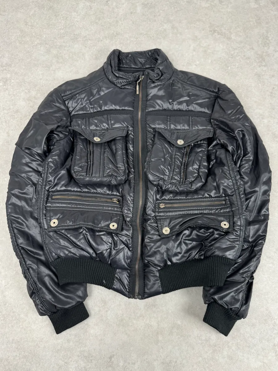 AW2005 Cavalli Black Utility Cargo British Puffer Jacket