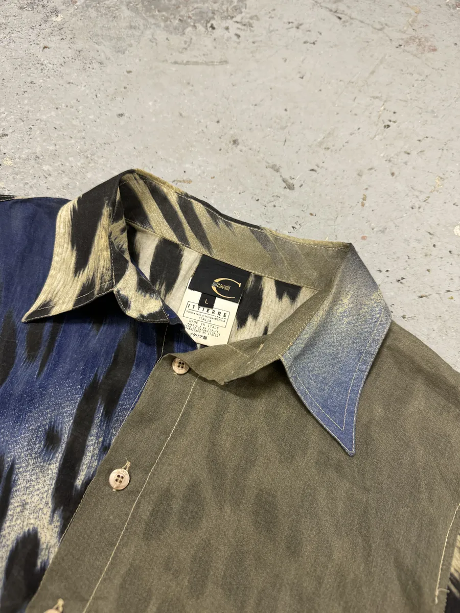 AW2005 Cavalli Blue & Beige Leopard Shirt - Image 7