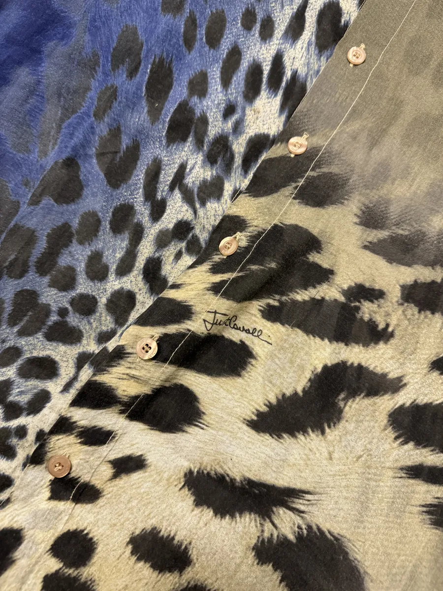 AW2005 Cavalli Blue & Beige Leopard Shirt - Image 8